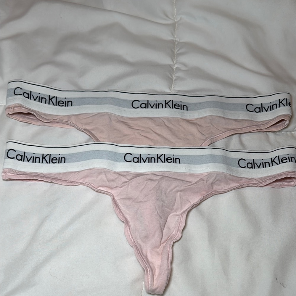 Calvin Klein Icon Cotton Modal Thong Baby Light Pink Size Medium Set of 2